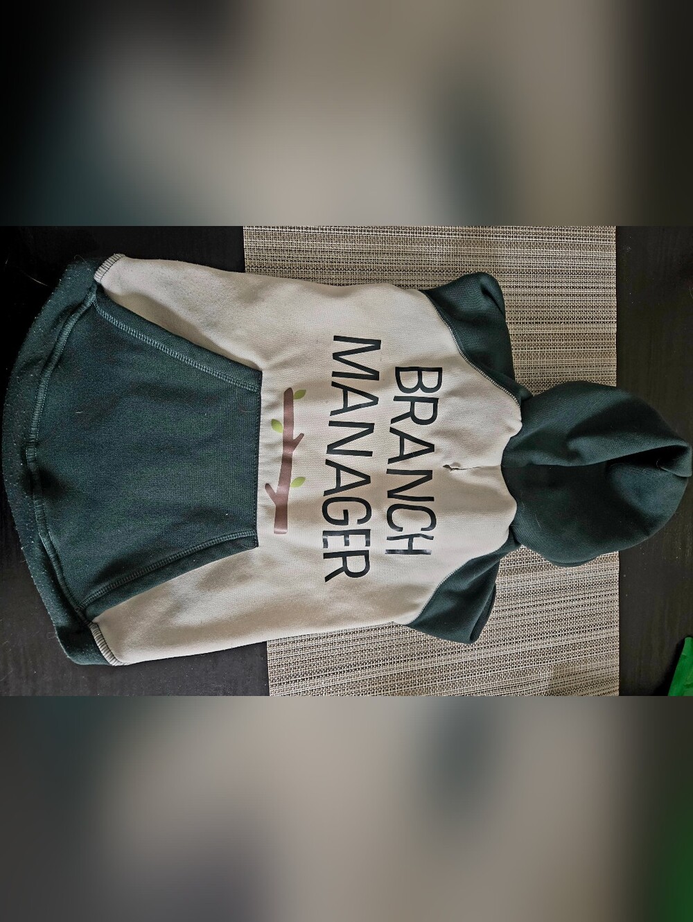 Branch Manager Green & Cream Dog Hoodie